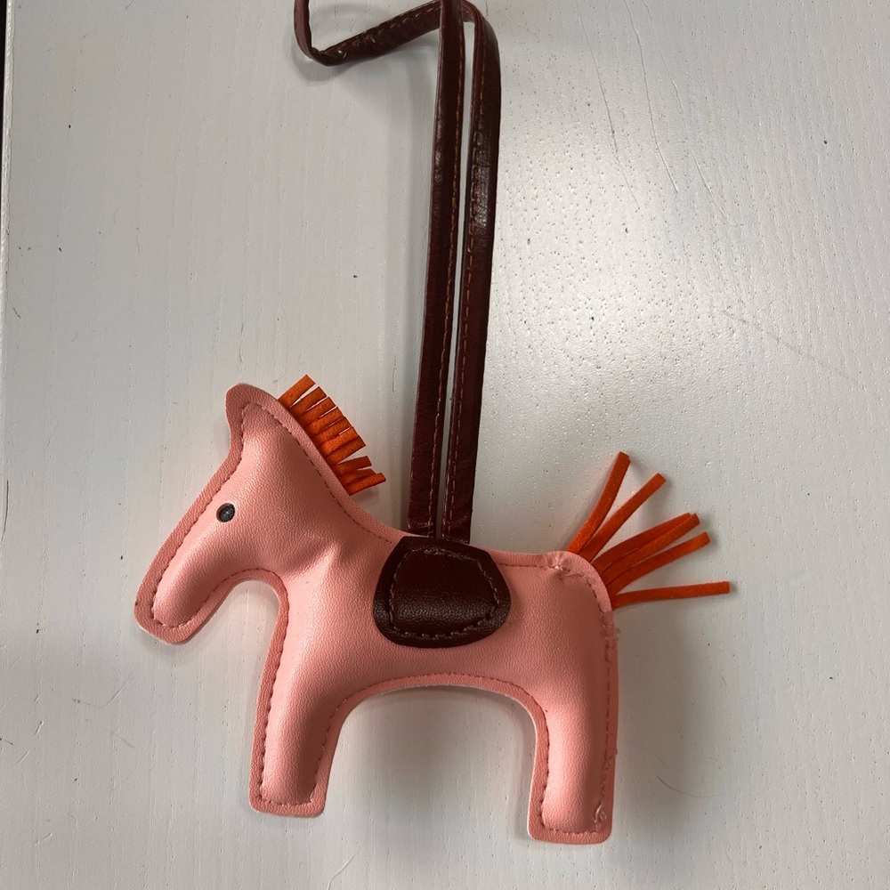 Pink Leather Horse Bag Charm